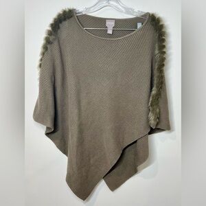 Chico's Knit Sweater Poncho Shawl, OS
